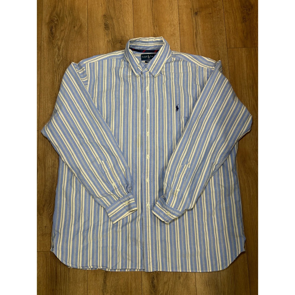 Ralph Lauren Classic Fit Striped Button Down Shirt Mens‎ Preppy Academia XL